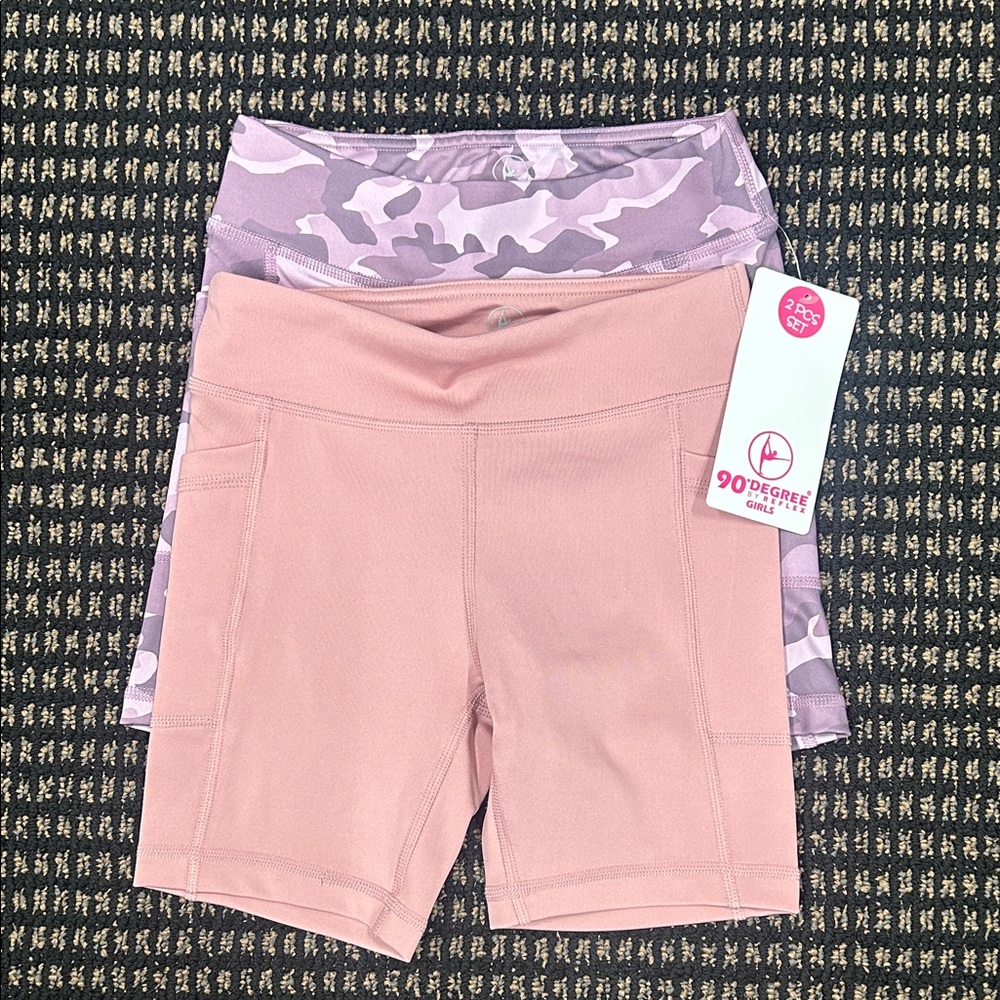 90 Degree By Reflex Girl’s Mauve and Camouflage Bike Shorts